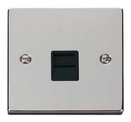 Click Deco Polished Chrome Single Telephone Secondary Socket Black Insert VPCH125BK