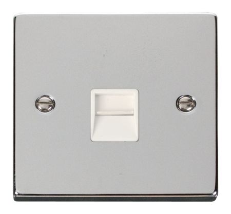 Click Deco Polished Chrome Single Telephone Secondary Socket White Insert VPCH125WH