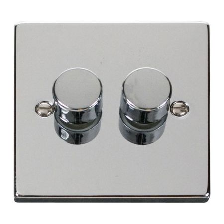 Click Deco Polished Chrome 2 Gang 100W LED Dimmer | VPCH162