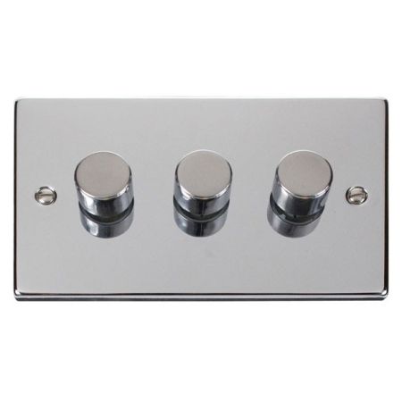Click Deco Polished Chrome 3 Gang 100W LED Dimmer | VPCH163