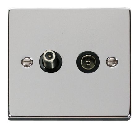 Click Deco Polished Chrome Satellite and Coaxial Socket Black Insert VPCH157BK