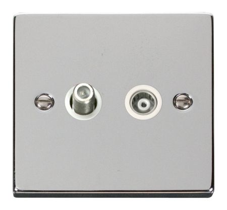 Click Deco Polished Chrome Satellite and Coaxial Socket White Insert VPCH157WH