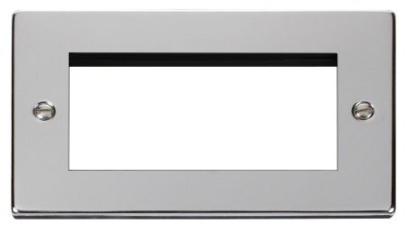 Click Deco Quad Aperture Polished Chrome Unfurnished New Media Plate VPCH312