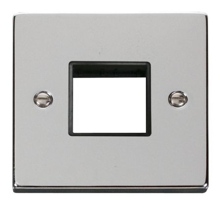 Click Deco Twin Aperture Polished Chrome Unfurnished Plate Black Insert VPCH402BK