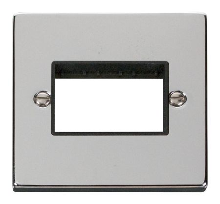 Click Deco Triple Switch Aperture Polished Chrome Unfurnished Plate Black Insert VPCH403BK