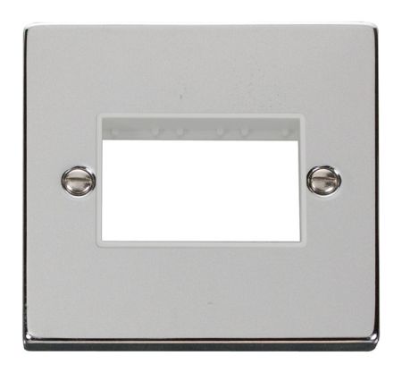 Click Deco Triple Switch Aperture Polished Chrome Unfurnished Plate White Insert VPCH403WH