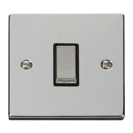 Click Deco Ingot Polished Chrome 1 Gang Light Switch Black Insert VPCH411BK