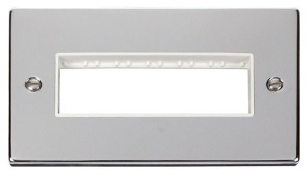 Click Deco Polished Chrome Double Plate 6 Gang Aperture | VPCH426WH