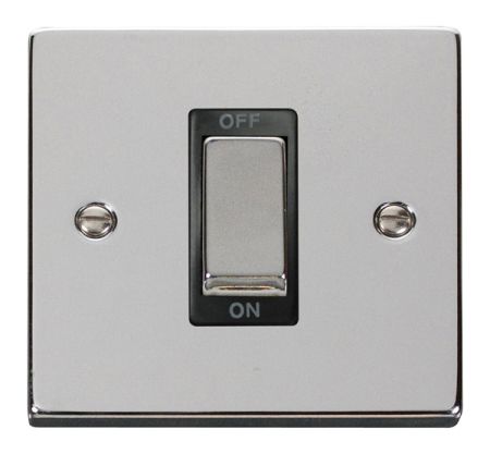Click Deco Ingot Polished Chrome 45a DP Single Cooker Switch Black Insert VPCH500BK