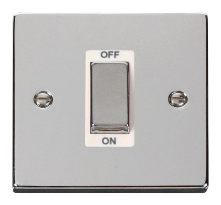 Click Deco Ingot Polished Chrome 45a DP Single Cooker Switch White Insert VPCH500WH