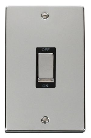 Click Deco Ingot Polished Chrome 45a DP Double Cooker Switch Black Insert VPCH502BK