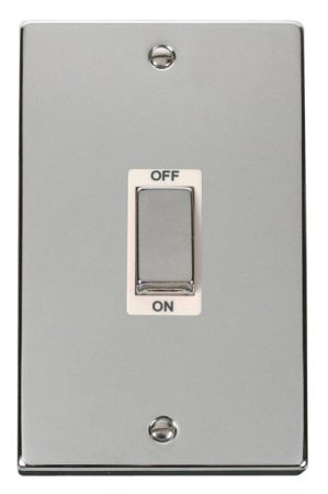 Click Deco Ingot Polished Chrome 45a DP Double Cooker Switch White Insert VPCH502WH