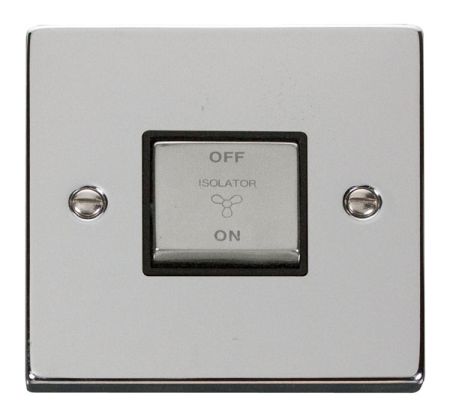 Click Deco Ingot Polished Chrome 3 Pole Fan Isolation Switch Black Insert VPCH520BK