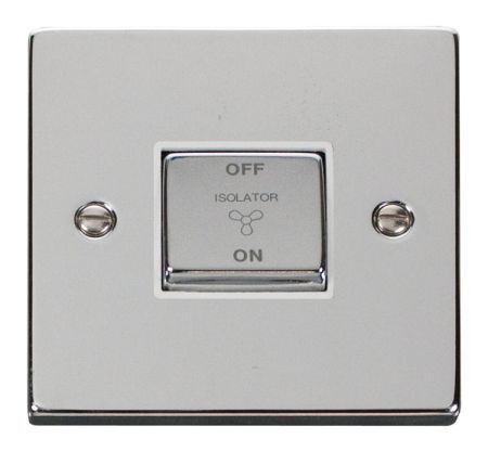 Click Deco Ingot Polished Chrome 3 Pole Fan Isolation Switch White Insert VPCH520WH