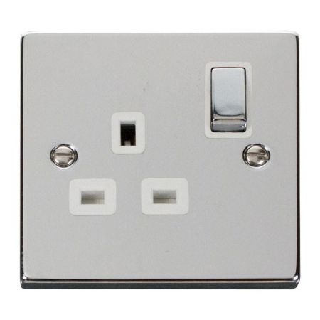 Click Deco Ingot Polished Chrome 13A Single Socket White Insert VPCH535WH