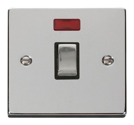 Click Deco Ingot Polished Chrome 20a DP Switch C/W Neon Black Insert VPCH723BK
