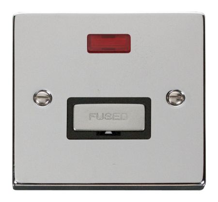 Click Deco Ingot Polished Chrome Unswitched Fused Spur C/W Neon Black Insert VPCH753BK