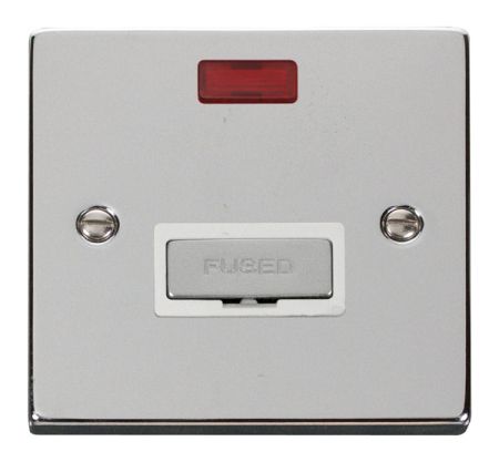 Click Deco Ingot Polished Chrome Unswitched Fused Spur C/W Neon White Insert VPCH753WH