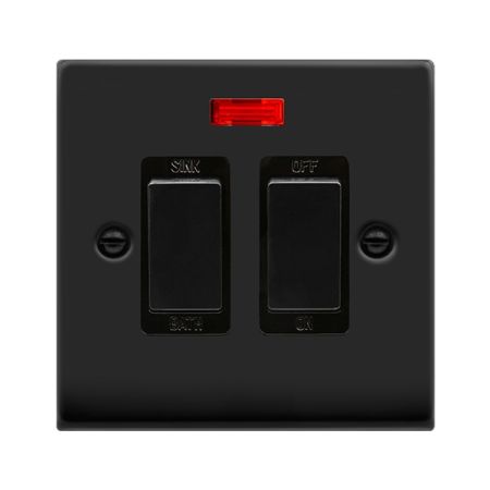 Click Deco Matt Black 20A DP Sink Bath Switch with Neon | VPMB024BK
