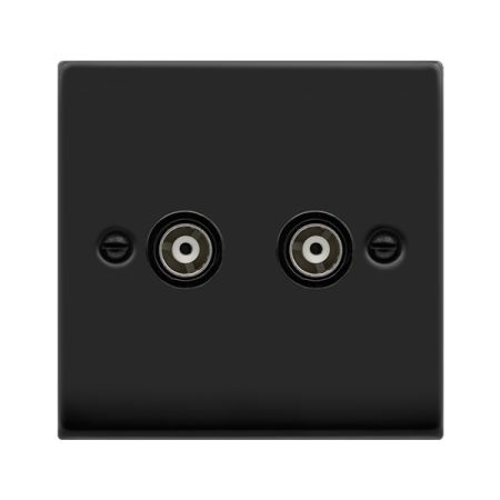 Click Deco Matt Black Twin Isolated Coaxial Socket | VPMB159BK