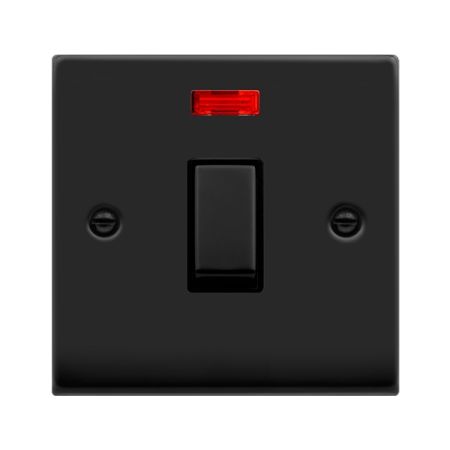 Click Deco Matt Black 20A Double Pole Switch & Neon | VPMB723BK
