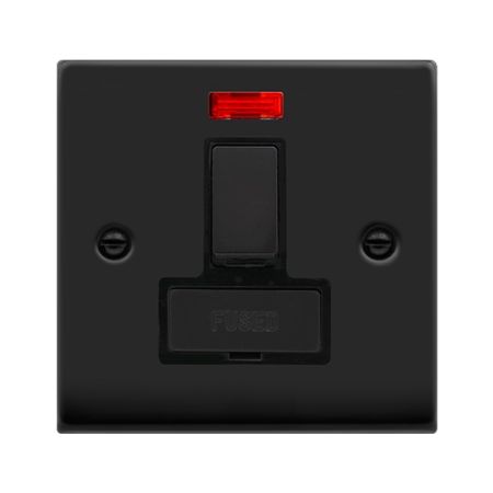 Click Deco Matt Black Switched Fused Spur & Neon | VPMB752BK