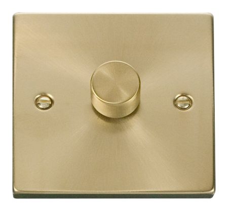 Click Deco Satin Brass 1 Gang 2 Way 100W LED Dimmer | VPSB161