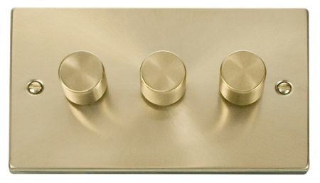 Click Deco Satin Brass 3 Gang 2 Way 100W LED Dimmer | VPSB163
