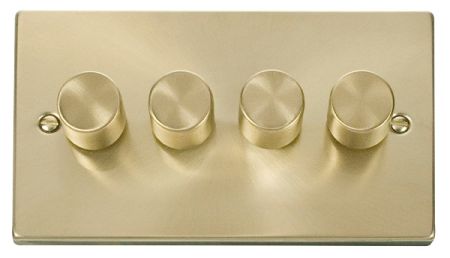 Click Deco Satin Brass 4 Gang 2 Way 100W LED Dimmer | VPSB164