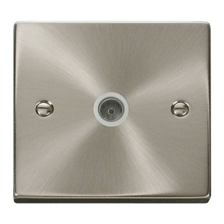 Click Deco Satin Chrome Single Coaxial TV Socket White Insert VPSC065WH