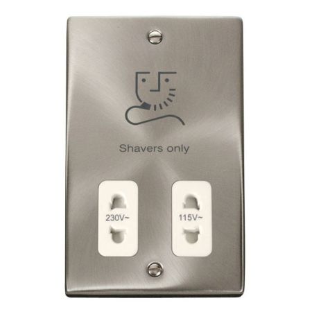 Click Deco Satin Chrome White Insert Shaver Socket VPSC100WH