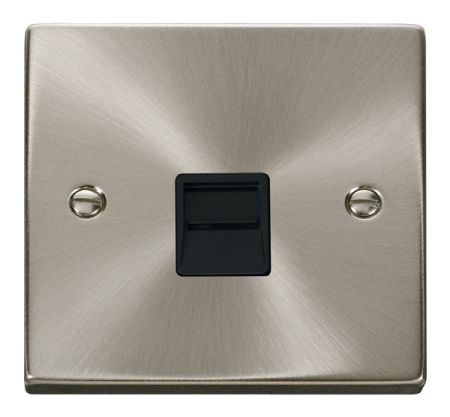 Click Deco Satin Chrome Single Telephone Master Socket Black Insert VPSC120BK