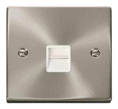 Click Deco Satin Chrome Single Telephone Secondary Socket White Insert VPSC125WH