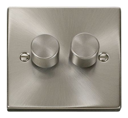 Click Deco Satin Chrome 2 Gang 2 Way 400W Dimmer Switch | VPSC152