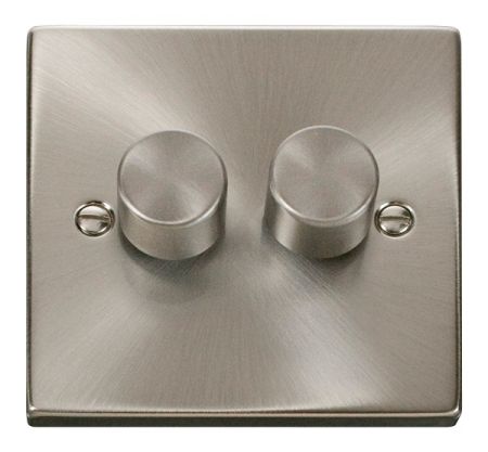 Click Deco Satin Chrome 2 Gang 2 Way 100W LED Dimmer Switch | VPSC162