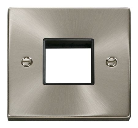 Click Deco Twin Aperture Satin Chrome Unfurnished Plate Black Insert VPSC402BK
