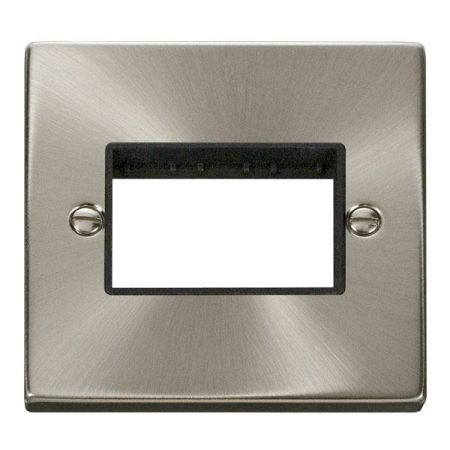 Click Deco Triple Switch Aperture Satin Chrome Unfurnished Plate Black Insert VPSC403BK