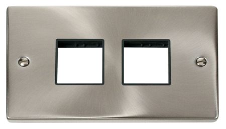 Click Deco (2+2) Switch Aperture Satin Chrome Unfurnished Plate Black Insert VPSC404BK