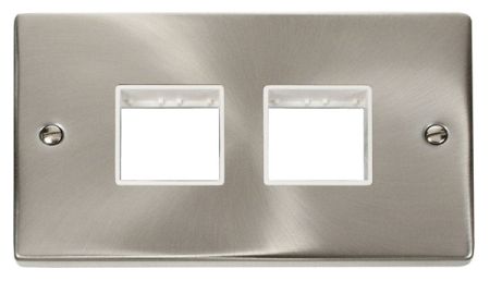 Click Deco (2+2) Switch Aperture Satin Chrome Unfurnished Plate White Insert VPSC404WH