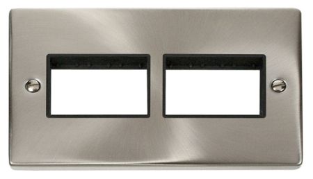 Click Deco (3+3) Switch Aperture Satin Chrome Unfurnished Plate Black Insert VPSC406BK