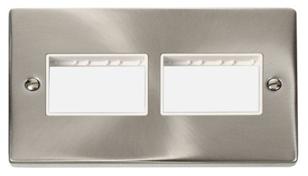 Click Deco (3+3) Switch Aperture Satin Chrome Unfurnished Plate White Insert VPSC406WH