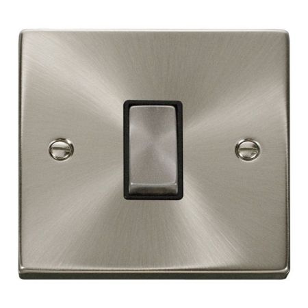 Click Deco Ingot Satin Chrome 1 Gang Light Switch Black Insert VPSC411BK