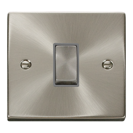 Click Deco Ingot Satin Chrome 1 Gang Light Switch Grey Insert | VPSC411GY