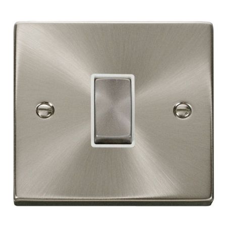 Click Deco Ingot Satin Chrome 1 Gang Light Switch White Insert VPSC411WH