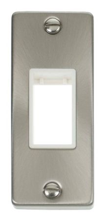 Click Deco Satin Chrome Single Architrave Plate White Insert | VPSC471WH