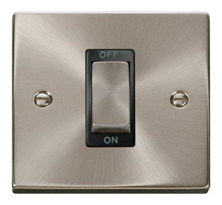 Click Deco Satin Chrome Ingot 45a DP Single Cooker Switch Black Insert | VPSC500BK