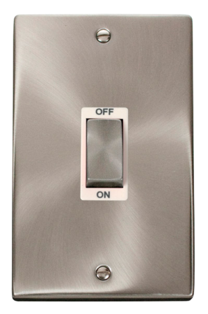 Click Deco Satin Chrome Ingot 45a DP Double Cooker Switch White Insert | VPSC502WH