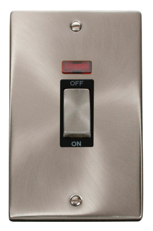 Click Deco Satin Chrome Ingot 45a DP Double Cooker Switch & Neon Black Insert | VPSC503BK