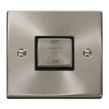 Click Deco Ingot Satin Chrome 3 Pole Fan Isolation Switch Black Insert VPSC520BK