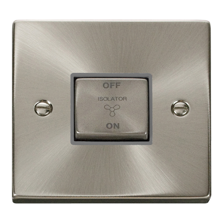 Click Deco Ingot Satin Chrome 3 Pole Fan Isolation Switch Grey Insert | VPSC520GY